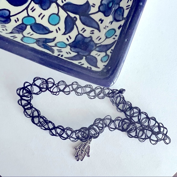 Black Hamsa Choker Necklace - Picture 2 of 4